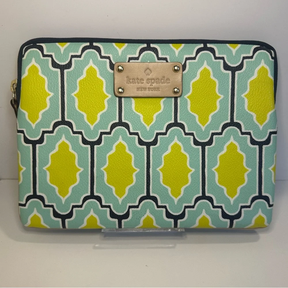 kate spade Mint Green and Yellow Geo Cabana Pattern Tablet E-Reader Sleeve